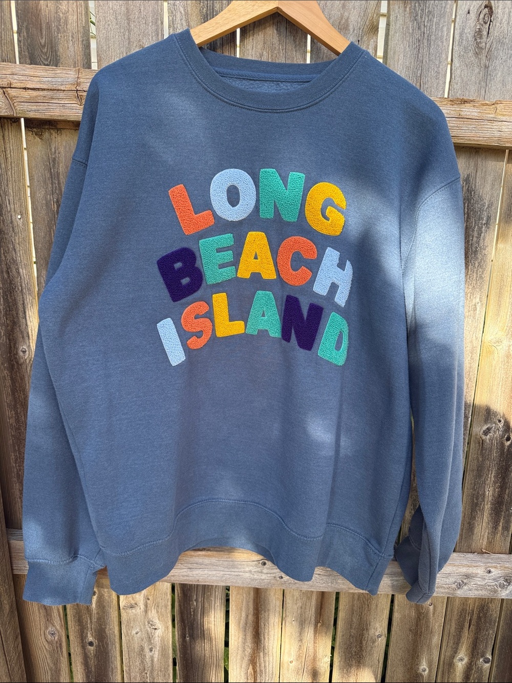Silver Sun Long Beach Island LBI Chenille Letter Crewneck Sweatshirt XL